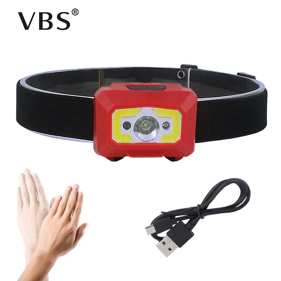 

LED Body Motion Sensor Headlamp XPE + COB Head Torch Lamp With USB Charging Mini Headlight Rechargeable Outdoor Camping Hunting