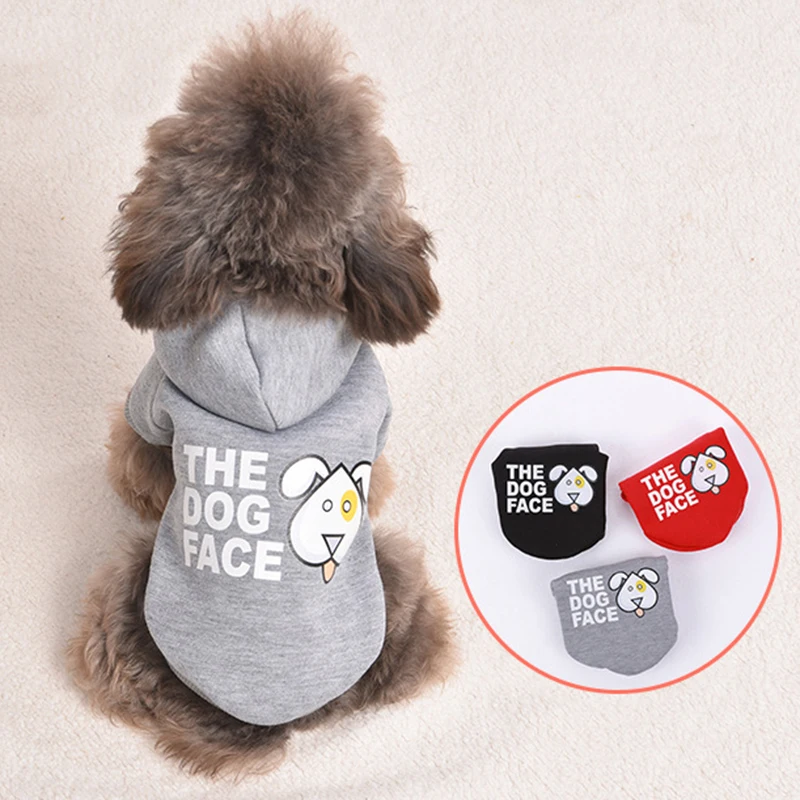 Autumn Winter Dog Clothes with Hoodie Cute Letter Yorkie Chihuahua