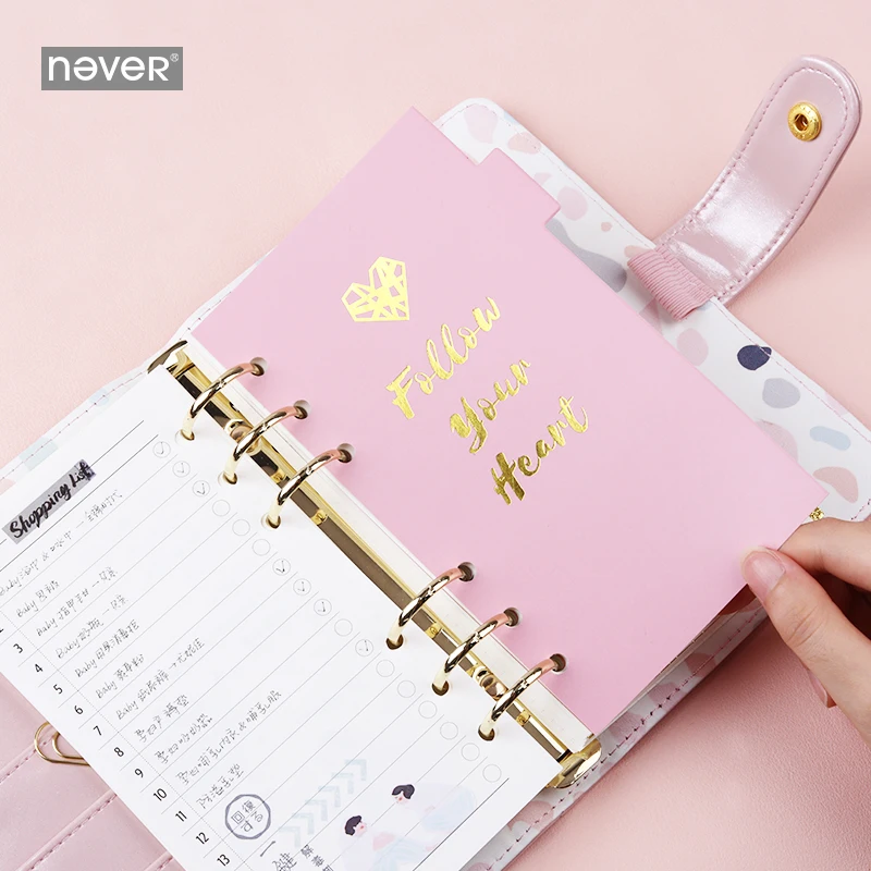 Спиральные разделители для ноутбука серии Never Pink 6 шт. милые A6 дневника Lovedoki Dokibook