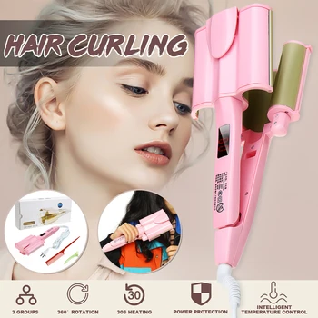

26mm/32mm 3 Barrels Big Wave Ceramic Hair Curlers Digital Display Curling Irons Curler Quick Heat Curling Tongs Hair Style Tool