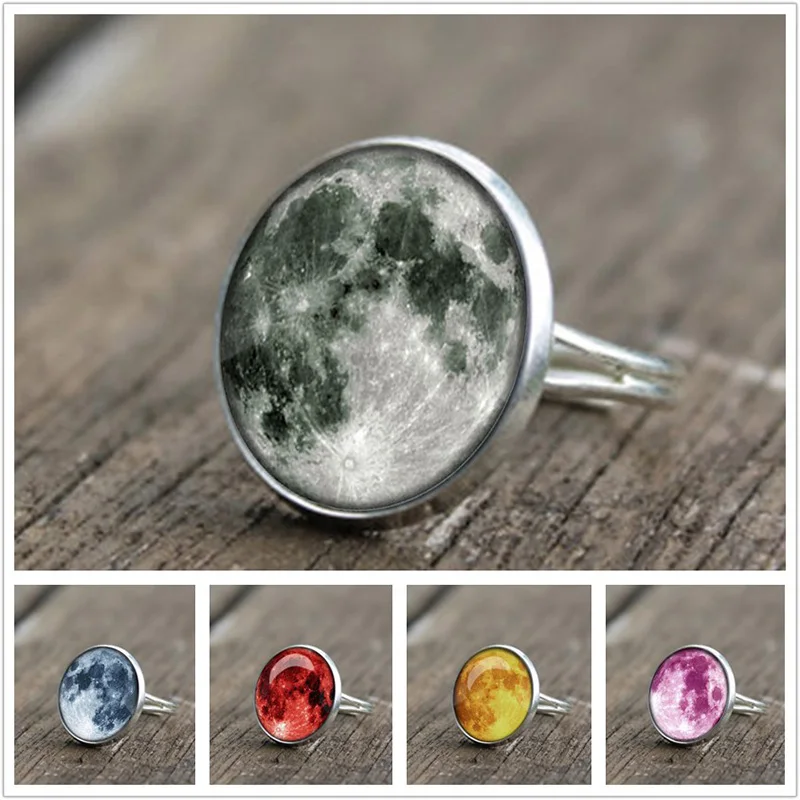 Adjustable Silver Bracelets Yellow Moon Art Hand Chain Link Bracelet Clear Bangle Custom Glass Cabochon Charm
