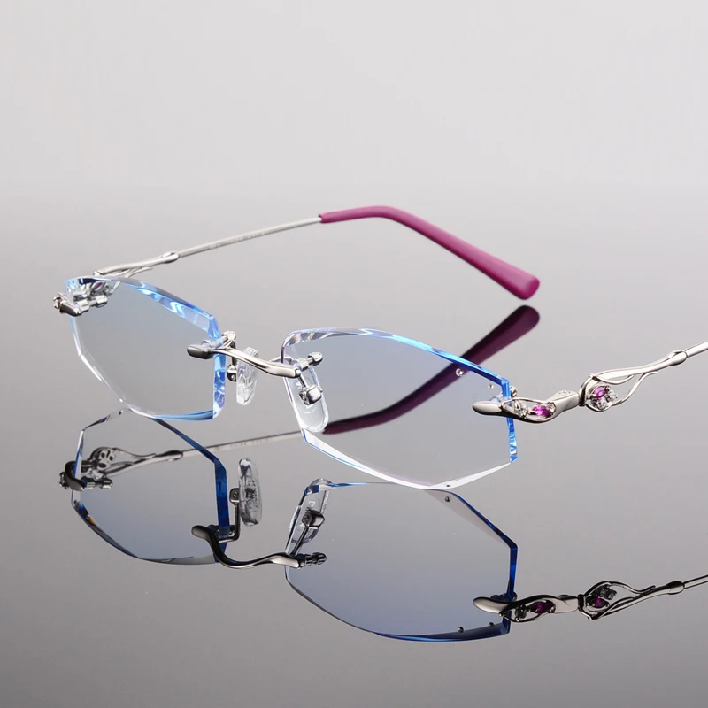 45 Brillen Schöne Mode Diamant Temperament Gläser Randlose Weitsichtigkeit Trimmen Frau Brille Kurzsichtigkeit 1RxfqqSPw