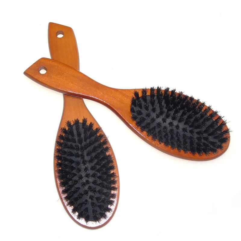 Профессиональные женские волосы, кожа головы массажный кабан расческа для вьющихся волос Антистатическая деревянная ручка щетина и салон парикмахерские инструменты для укладки