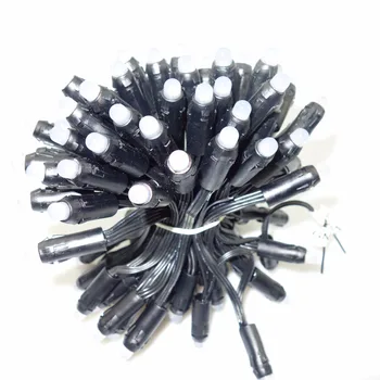 

20AWG wire 100pcs/string DC12V 12mm WS2811 addressable RGB led smart pixel node,with all BLACK wire,IP68 rated;with black case