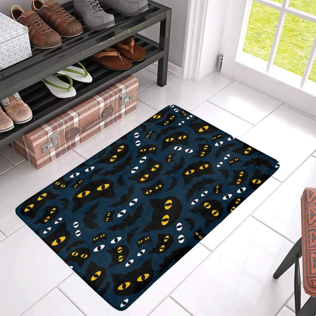 Хэллоуин кошек и летучих мышей в ночь Anti коврик дверь Home Decor крытый половик у