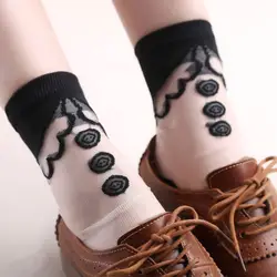 5 видов стилей японский для женщин прозрачный носки для девочек Harajuku воротник узор Кристалл корейский стекло шелк sox креативные носки kawaii