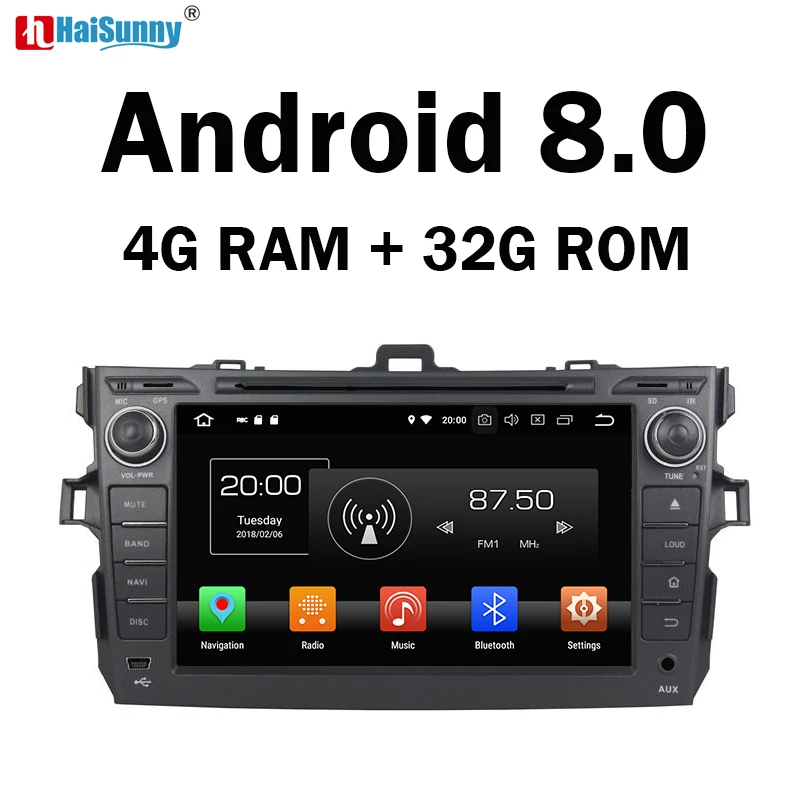 HaiSunny 4G ram Android 8 0 автомобильный DVD для Toyota Corolla 2007 2008 2009 2010 2011 32G радио gps