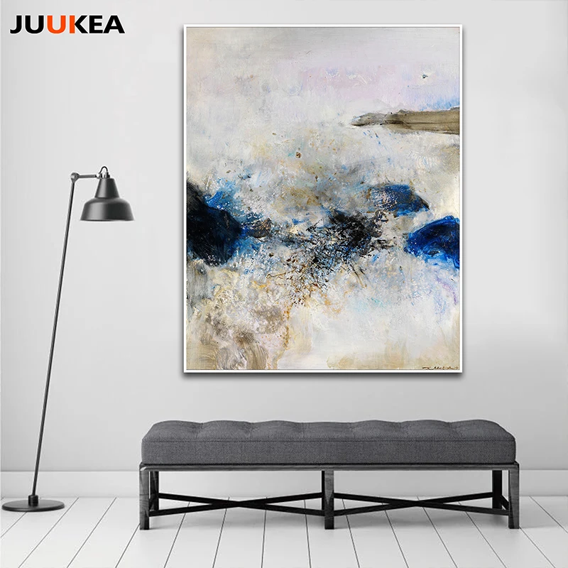 

Blue Abstract Chic Canvas Art Print Painting Poster, Home Decor Painting & Calligraphy, Wall Pictures For Living Room Wall Decor
