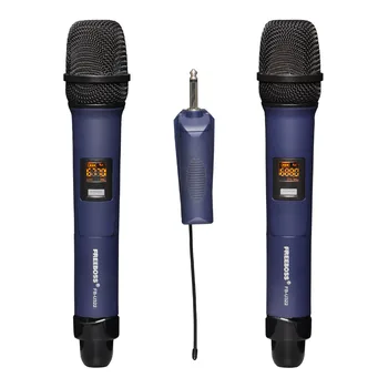 

FREEBOSS FB-U322 2 Way Multi Frequency Metal Handheld Transmitter Camera Microphone Party Karaoke Wireless Microphone