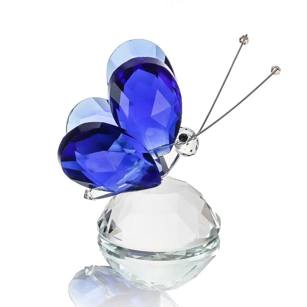

H&D Handmade Crystal Butterfly Miniature Figurine Animal Crystal Craft Glass Garden Fairy Ornament Home Decor Gift Paperweight