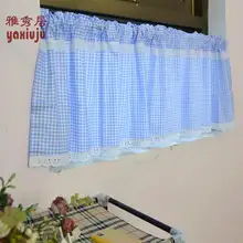 Кружева синий плед красивый кофе короткие занавески для кухни для гостиной спальни 40*150 см Индивидуальные