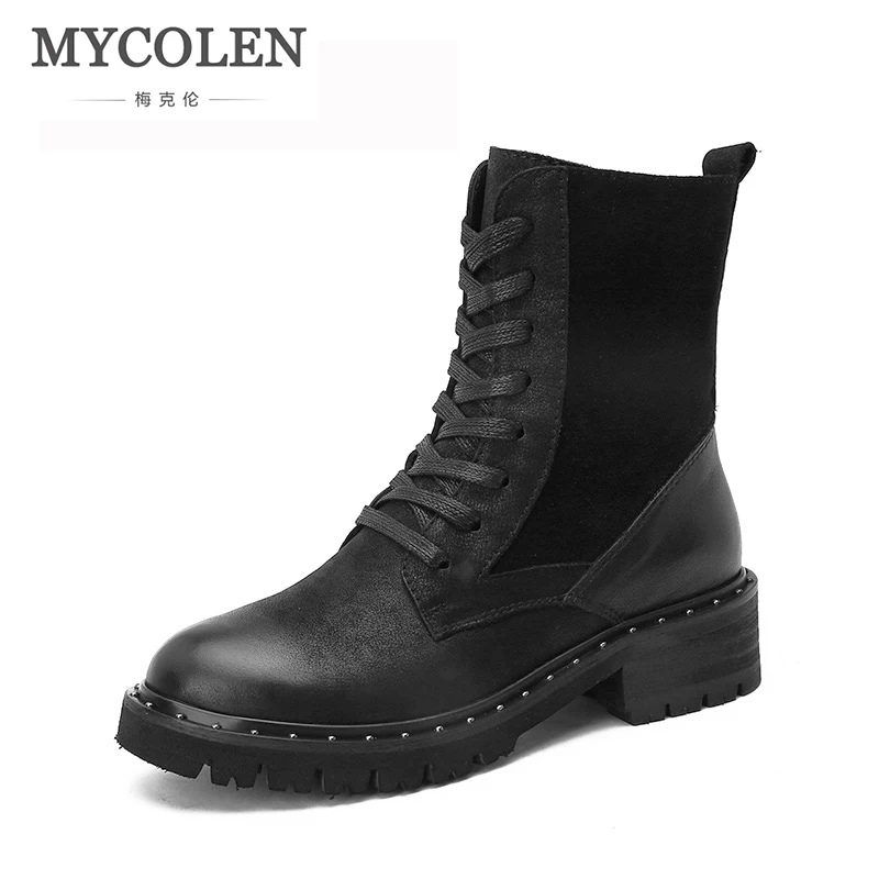 MYCOLEN 2018, gran oferta, botines de mujer, botas de mujer de plataforma  con cordones, botas de mujer a la moda para otoño e invierno, botas cómodas| Botas hasta el tobillo| - AliExpress