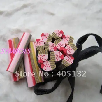 

N-14 50pcs/lot 1cm*5cm Big Pink Strawberry Cake Clay Cane Fancy Nail Art Big Polymer Clay Cane
