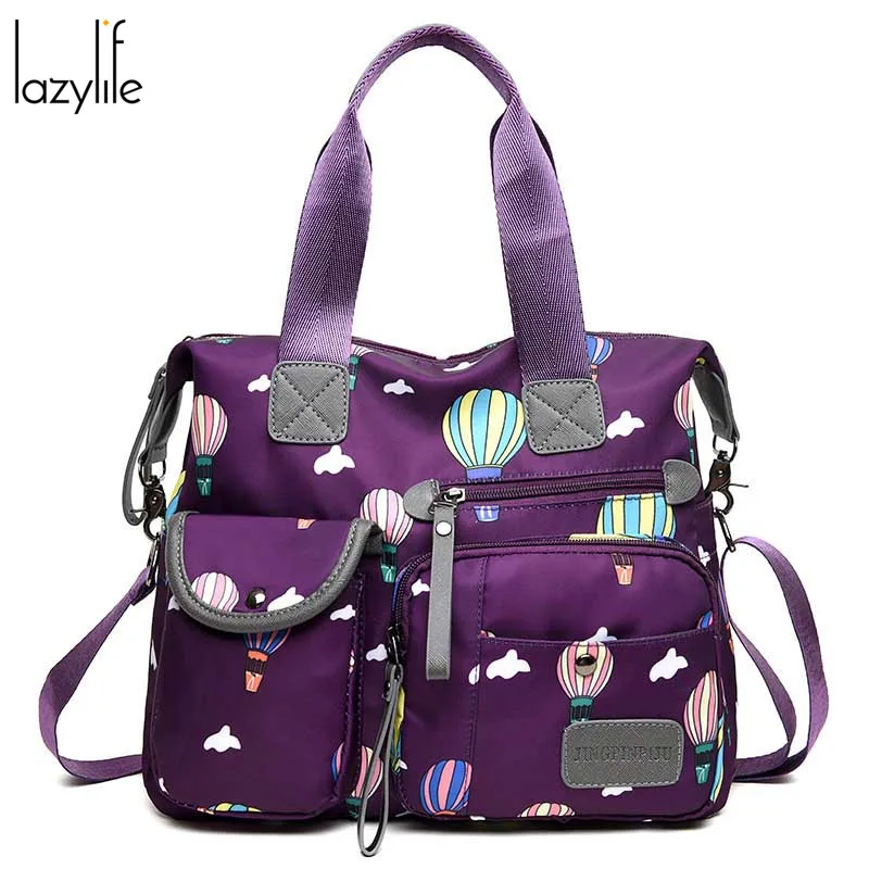 

LAZYLIFE 2019 Casual Nylon Handbag Shoulder Bags Messenger Multilayer Bag Waterproof Nylon Lady Mom Casual Handbag