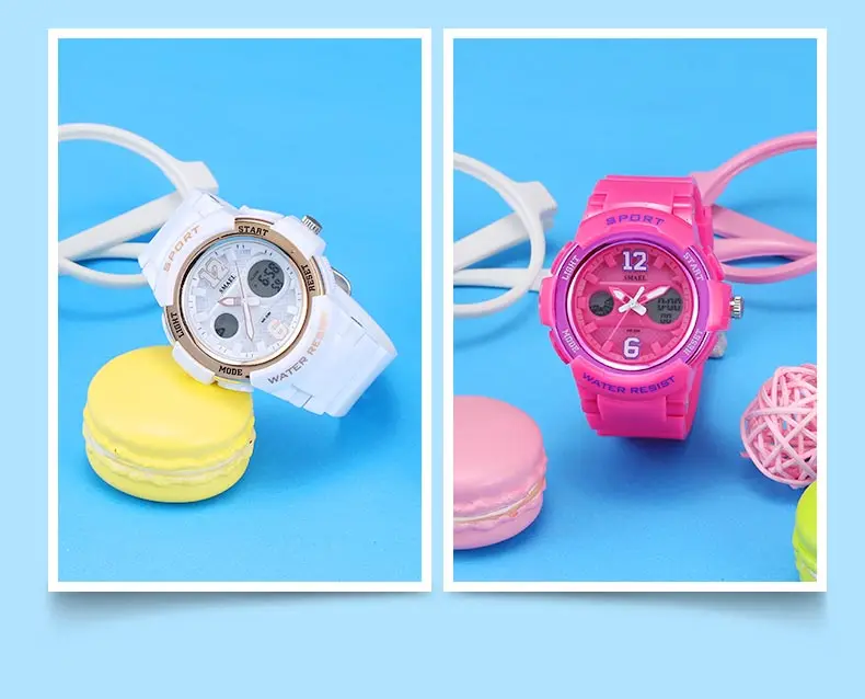 SMAEL белый PU ремешок для часов для женщин двойной дисплей наручные часы женские кварцевые часы Дамская мода часы 30 м водонепроницаемый Relojes Mujer
