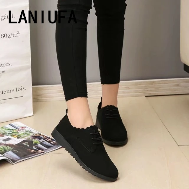 

new Flats Women shoes Loafers Casual Round Toe Ballet shoes Spring Summer women Oxfords Shallow Lace-Up walking flats shoes #329