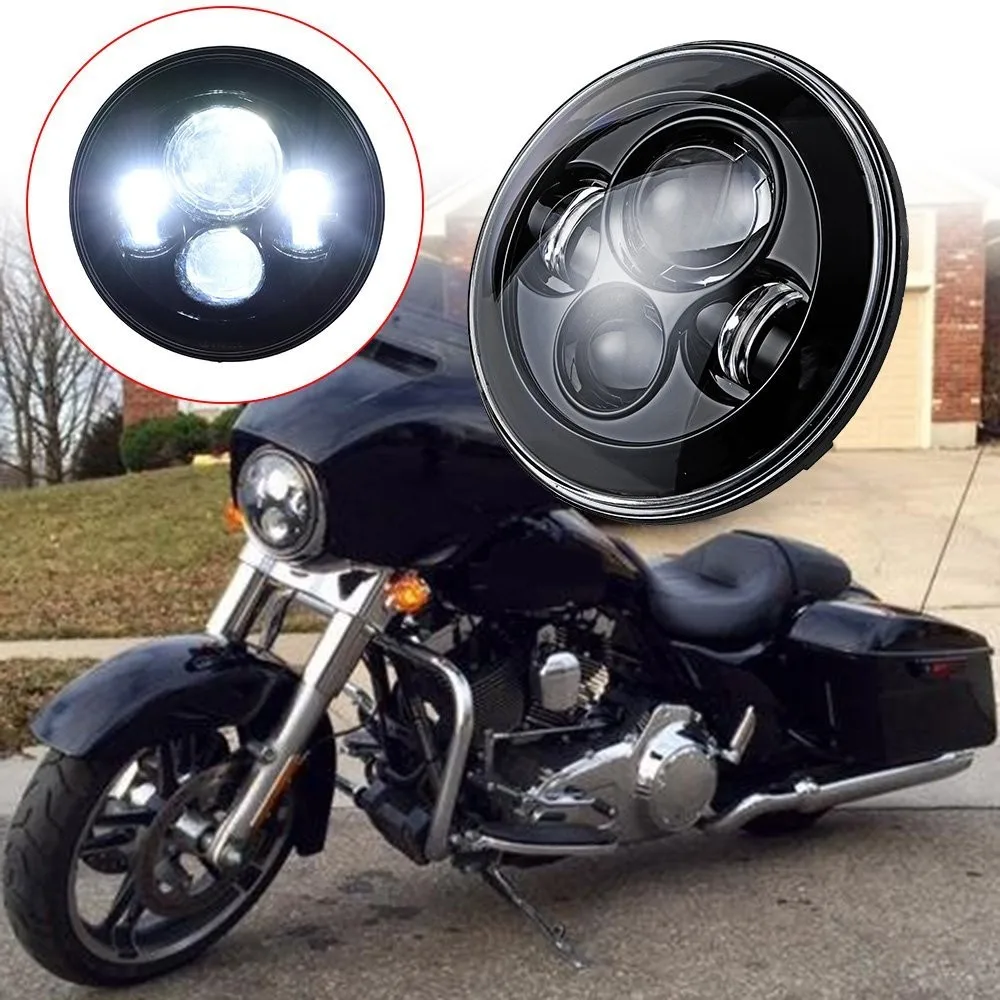 1PCS X 7" Led Headlight Fits Chopper Motorcycles 7 Inch Round Projector Led Headlight Black