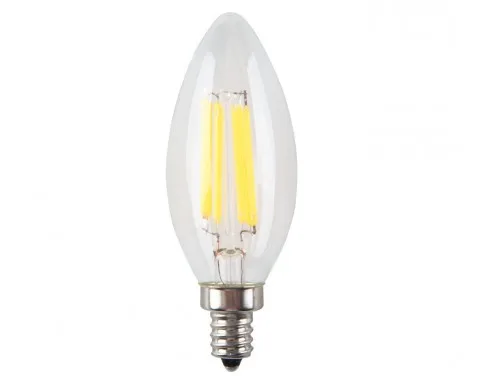

6-Pack 6W Non Dimmable LED Filament Candle Light Bulb,2700K Warm White 600LM,E12 Candelabra Base Lamp C35 Bullet Top,60W