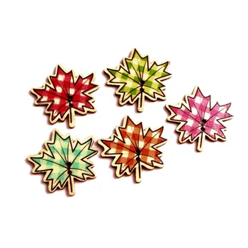 

50pcs Mixed Leaves Wooden Sewing Buttons For Clothing Needlework Scrapbooking Wood Botones Decorative Crafts Diy Accessories