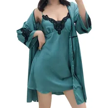 Для женщин Сексуальная Слинг Кружева Patcheork пижамы белье Ночное белье v шеи Кружева Sexy Для женщин свободная Пижама комплект с платьем 40al05