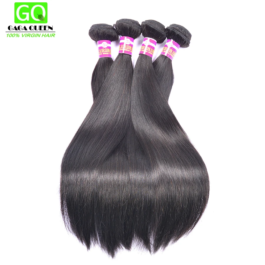 

Gaga Queen Hair 4 Bundles Indian Virgin Hair Straight 100% Human Hair Weaves From India 7a Indian Remy Virgin Hair Straight