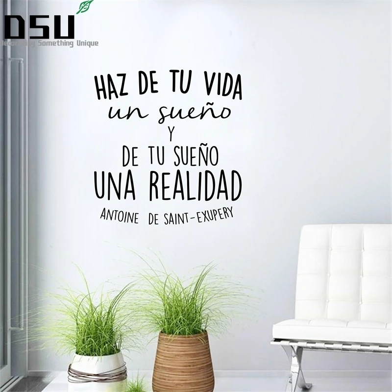 

Spanish Inspirational positive Quotes Vinyl Wall Sticker Life Dreams Art Decals For Spanish Home Decoration Wallpaper