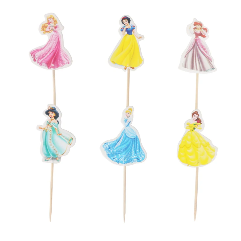 

Cartoon Cinderella Aurora Princess Cupcake Toppers Picks Birthday Wedding Party Decorations for Kids