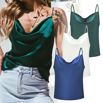 Summer Sexy Camis Crop Tops Sleeveless Shirt Sexy Slim Tops Strap Skinny Camisole Women Adjustable Sling Vest Bottoming Shirt