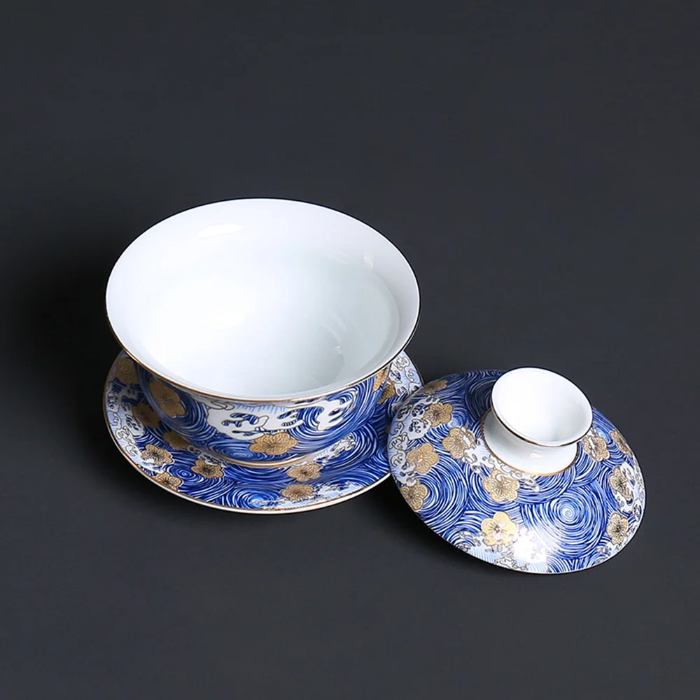 &quotЗвездная ночь&quot Цвет эмаль Gaiwan расписанную Керамика Чай супница кунг фу набор