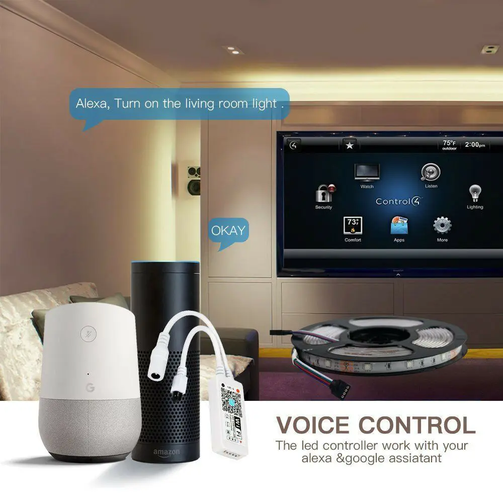 2 м 5 в RGB Светодиодная лента USB TV подсветка 5050 музыка Wifi смарт приложение Amazon Alexa