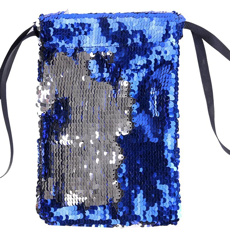 Sapphire blue silver ABDB-Girls Sequin Кошельки для монет держатель для карточки-ключа, органайзер для мелочи, милый горошек, сумочка для денег, портативные маленькие кошельки, сумка, чехол - Цвет: Sapphire blue silver