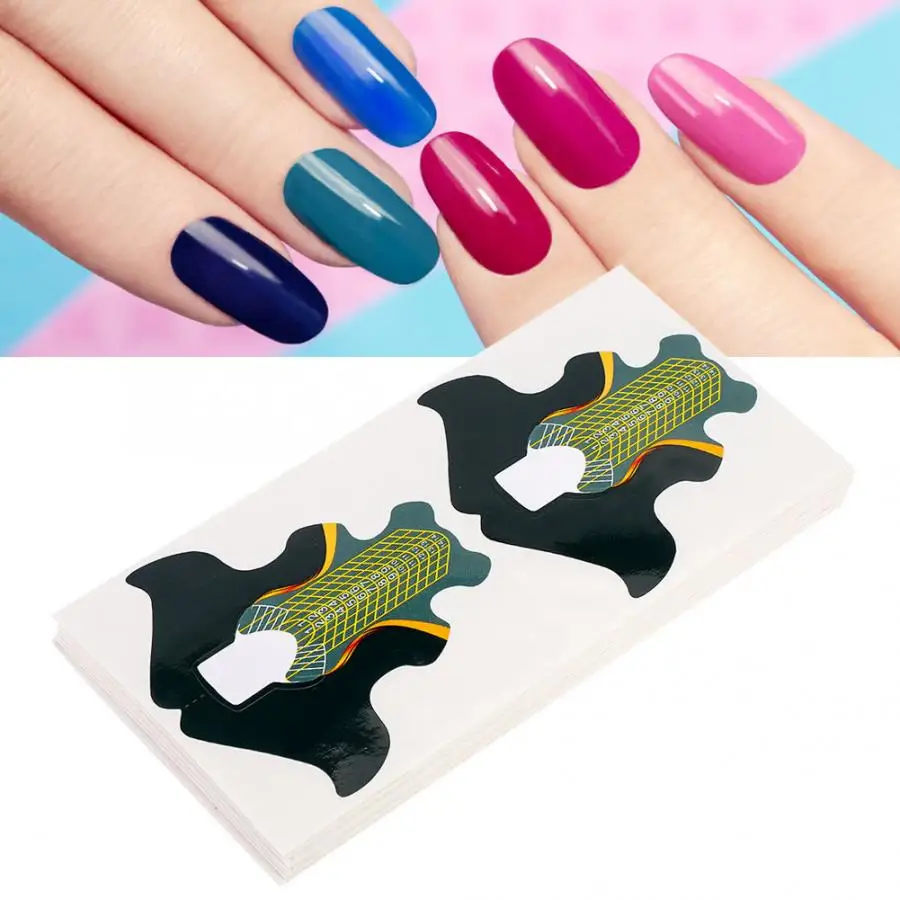 

100pcs Reusable Nail Forms Extension Tips Guide Extension French DIY Tool Acrylic UV Gel Building Manicure Self-Adhesive