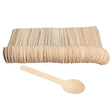 Respetuoso del medio ambiente 100 unids miel de Bambú cuchara de Café cuchara de té Cuchara De Madera Vajilla Desechable BARBACOA Vajilla