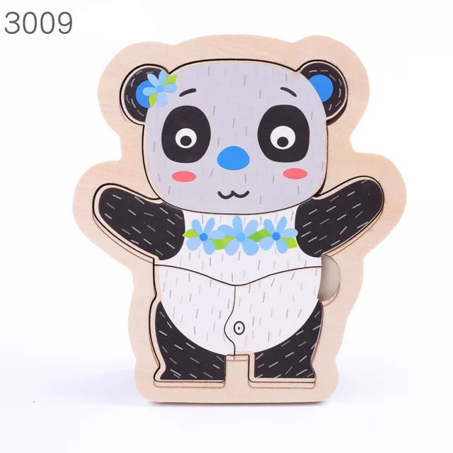 Wooden Baby Toy 3D Puzzles Jigsaw Board Colorful Animals Vehicles Fruts Cartoon Shapes Puzzle Toy for Children Baby Boys Girls 25