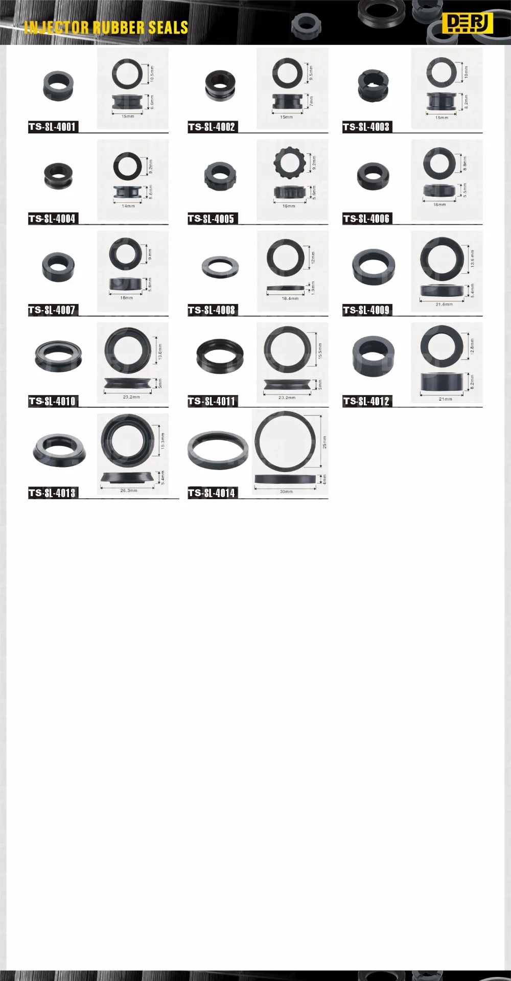 13-INJECTOR RUBBER SEALS SL-TS