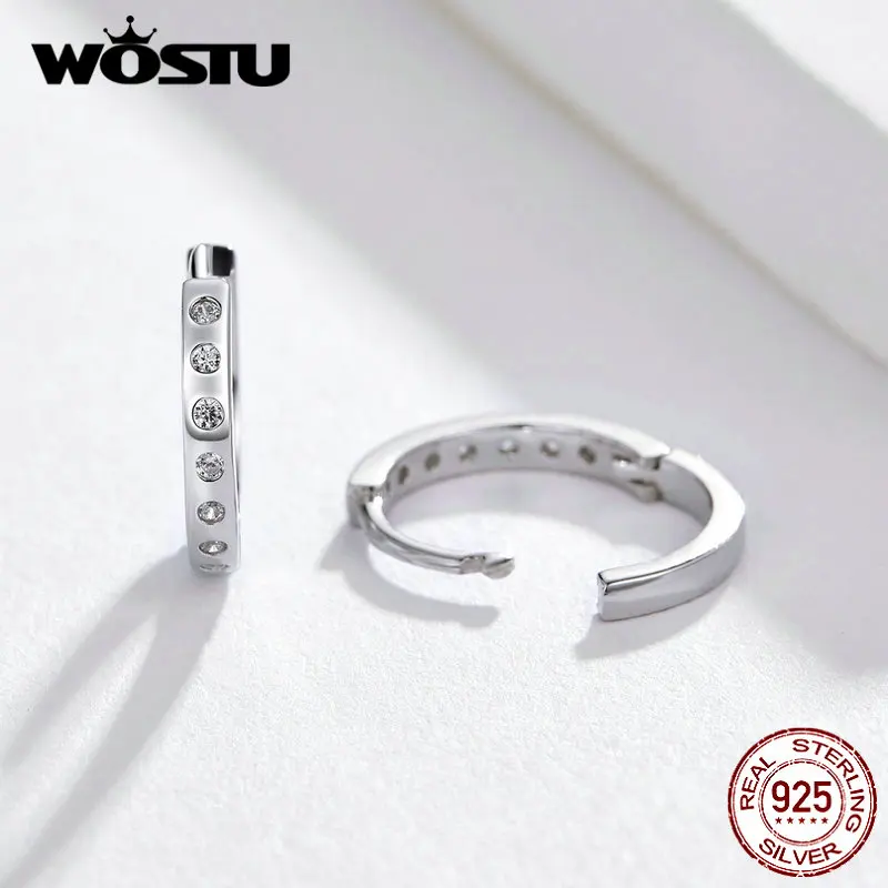Женские серьги кольца WOSTU в Корейском стиле из стерлингового серебра 925 пробы с