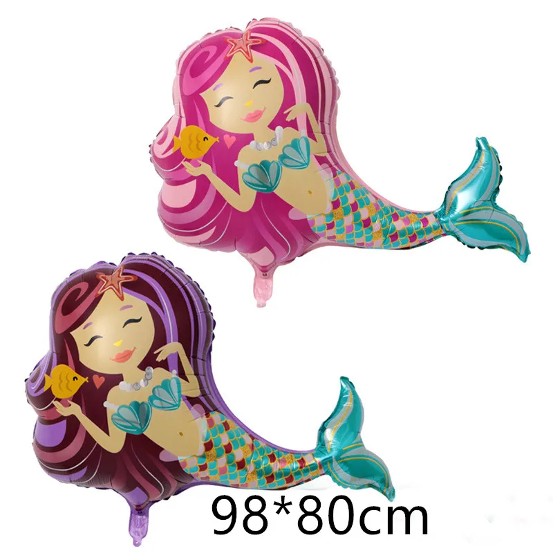 

1pc 98*80cm The Little Mermaid balloons of cartoon princess Ariel balloons helium mermaid balloon kids birthday balloons