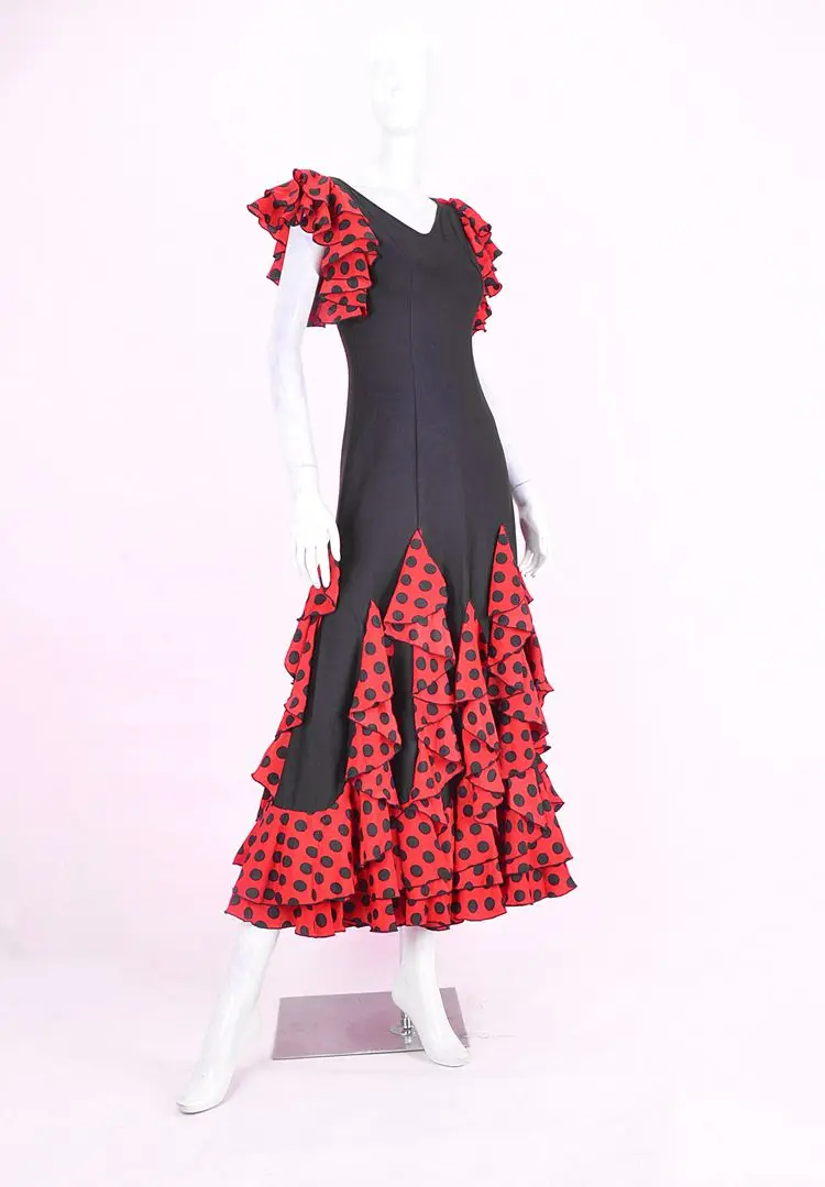 Профессиональный Взрослый без рукавов фламенко юбки для женщин Дамы Красный Черный танцевальный костюм для фламенко платье для испанского фламенко