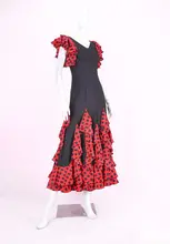 Zawodowe dorosłych bez rękawów Flamenco spódnice kobiety panie czerwony czarny Flamenco kostium taneczny hiszpański Flamenco sukienka tanie i dobre opinie Ballroom WOMEN spandex Poliester V S Q V-Neck sleeveless Polyester Spandex waltz dress ballroom dance dresses for women