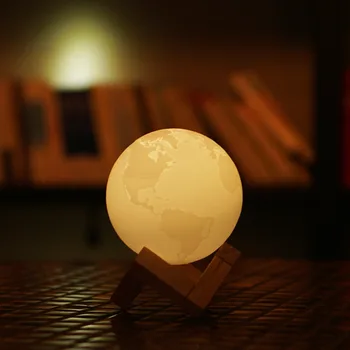 

Drop Shipping 3D Printing 8CM-20CM Earth LAMP Nightlight Tactile Switch USB Rechargeable Colors Stepless House Decor Xmas Gifts
