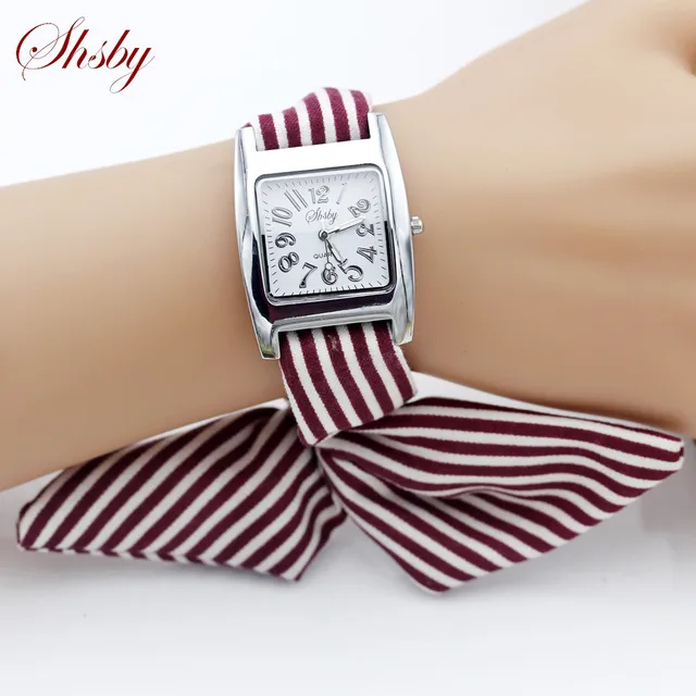 shsby brand new Ladies Concise stripe cloth wristwatch women dress watches high shsby brand new Ladies Concise stripe cloth wristwatch women dress watches high