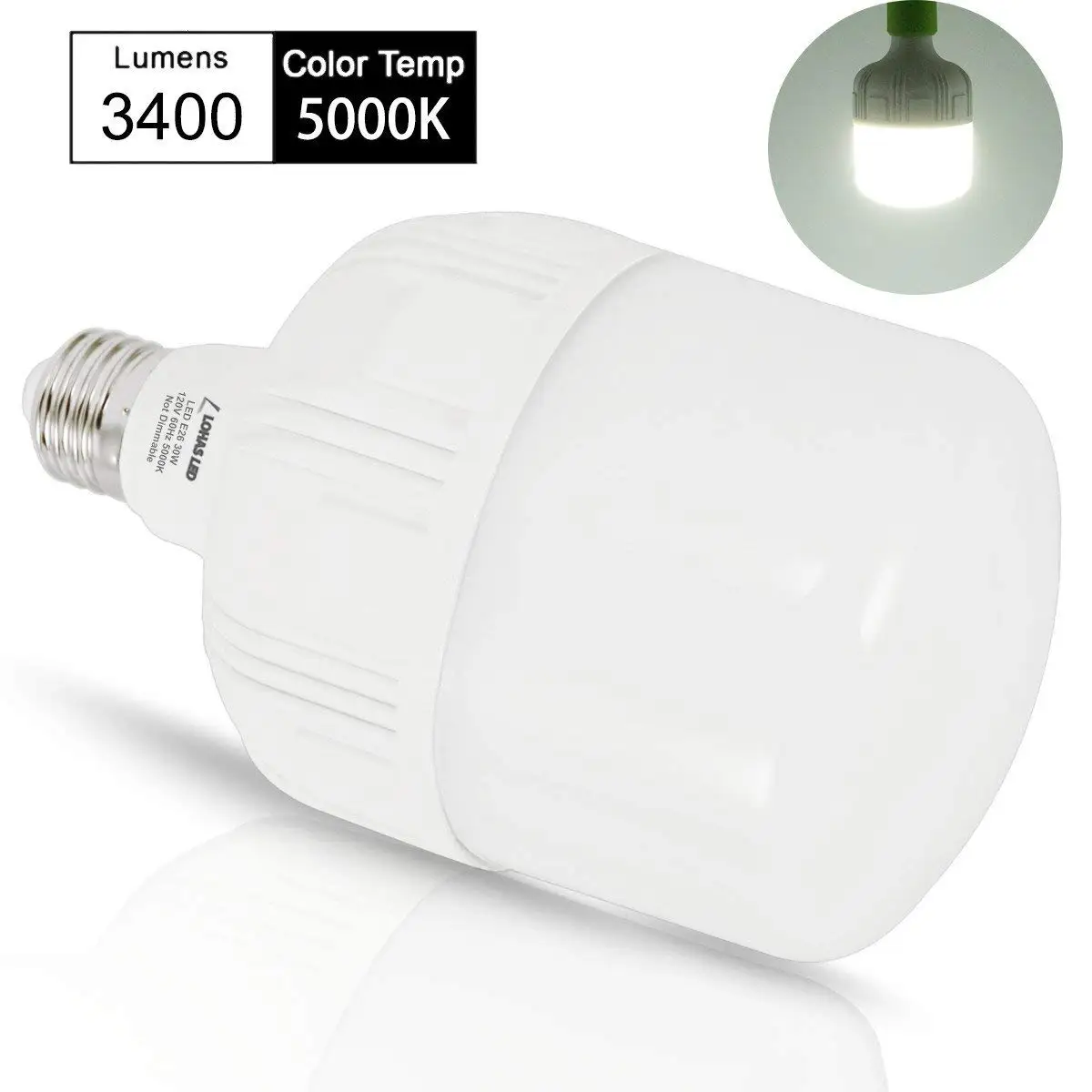 Светодиодный свет лампы 250-300 W HID/MH эквивалент 30 Вт Коммерческих модернизация T80 E26 3400 люмен дневной 5000 K для гаража Warehouse-2Pack