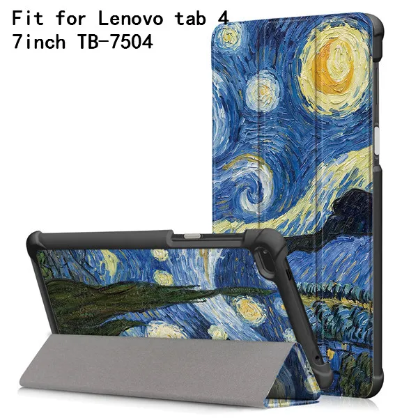 Чехол с треугольной подставкой для Lenovo Tab4 Tab 4 7 inch TB-7504 TB-7504F TB-Lenovo ТБ-7504X (2017) умный