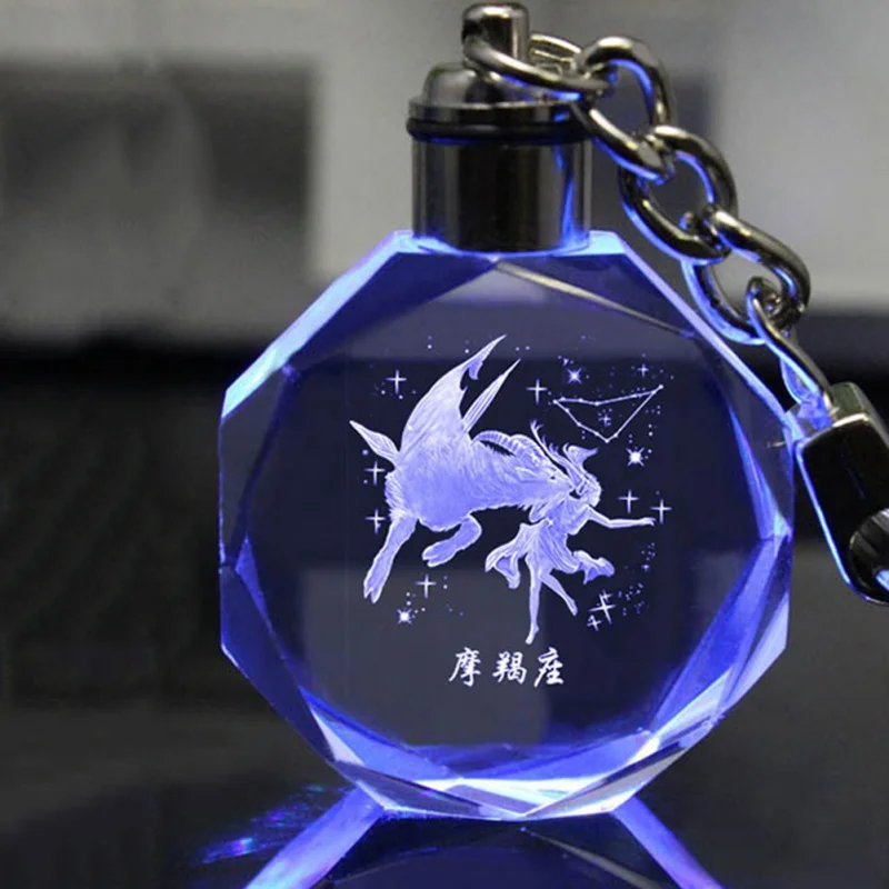 

3D Crystal Engraving Pendent Lover Hanging Key Chain Constellation Crystal Key Chain Valentine's Day Party Favor Supplies