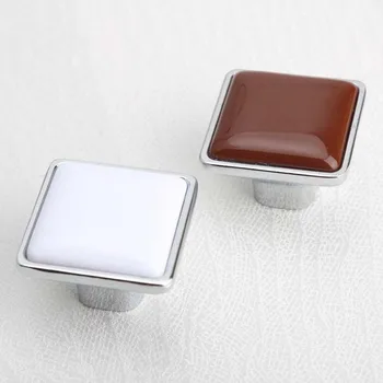 

silver square knobs white coffee drawer cabinet pulls knobs handles bright chrome dresser handles modern simple furniture knobs