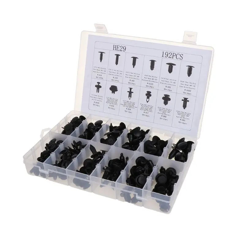 

12 Kinds 192PCS Universal Mixed Car Fastener Auto Roof Fender Bumper Nylon Rivets Retainer Clips with Removal Repair Tools
