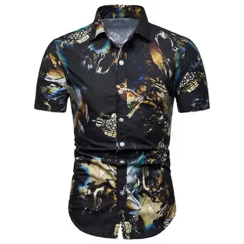 

3D Pattern print Shirt Men Short sleeve Summer Blouse Men clothing Slim fit Men's shirts Casual New