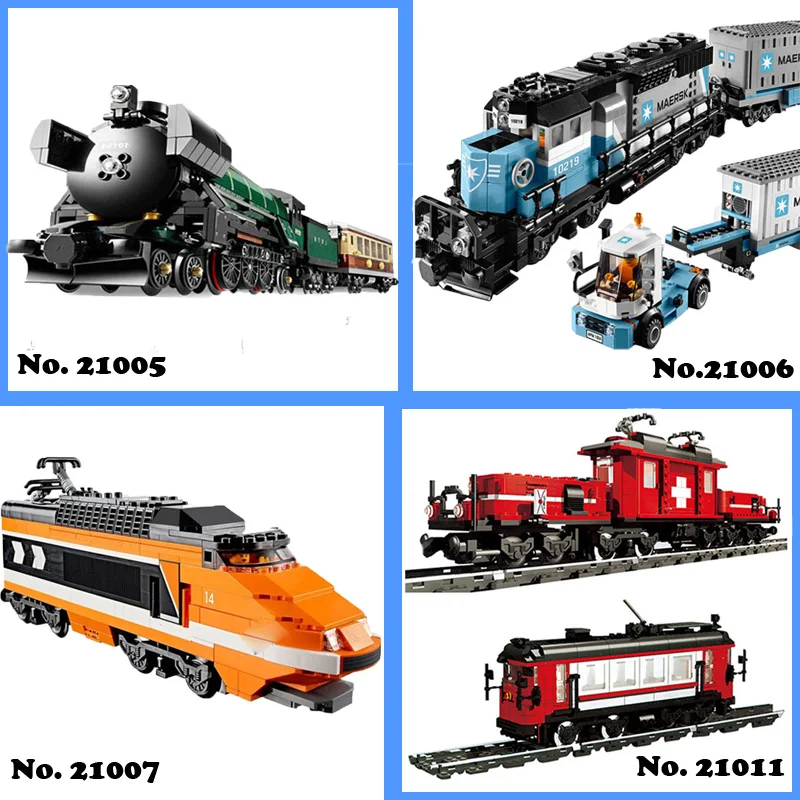 

LEPIN 21005 Emerald Night 21006 Maersk Train 21007 Horizon Express 21011 Medical Changing Train Building Block 10183 10194 10233