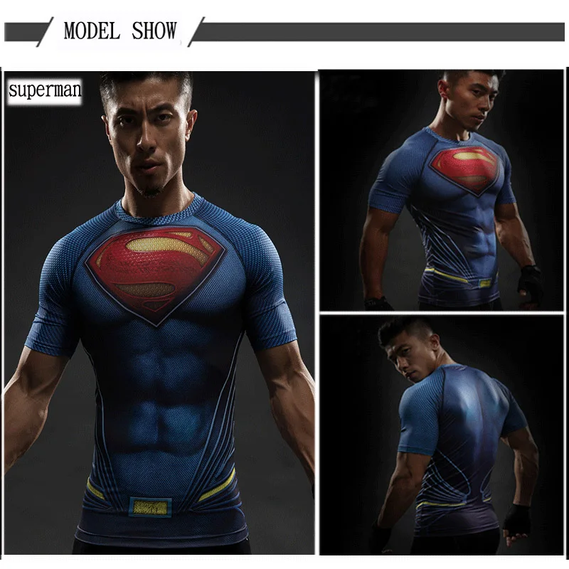 Мужская 3D футболка компрессионные футболки для фитнеса с изображением Капитана Америки, мужские футболки с принтом супергероя, Супермена, Карателя, футболки с аниме рисунком