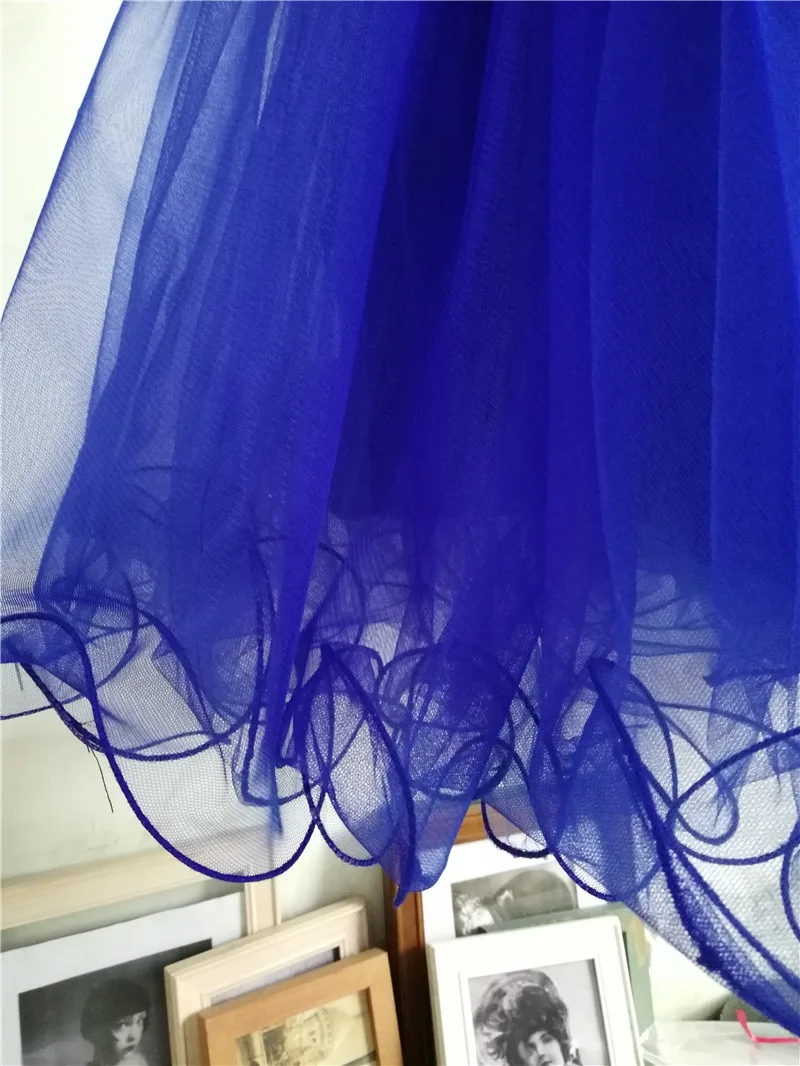 Без рукавов по колено королевский синий короткое платье для Школьного бала Вечерние Платье со складками на груди